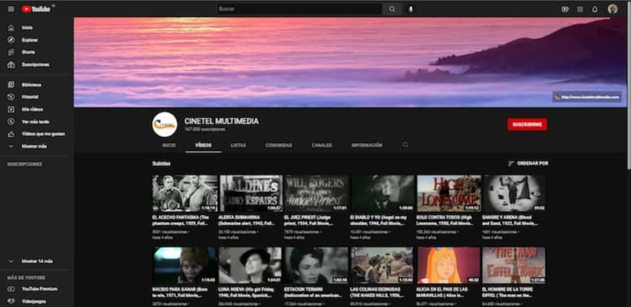 CINETEL MULTIMEDIA es otro canal de YouTube que te permite disfrutar de películas gratuitas y de forma legal