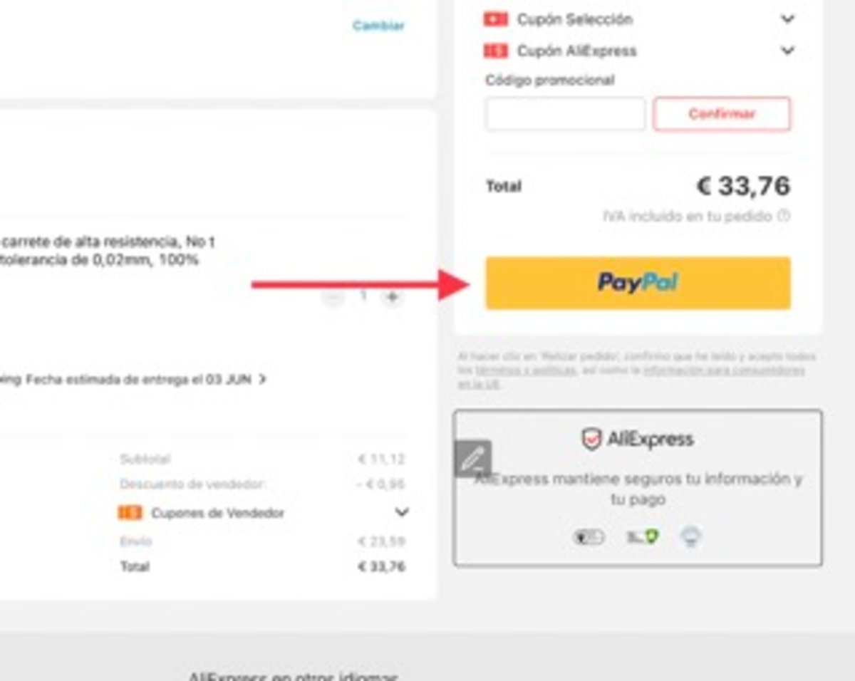 Cómo pagar con PayPal en AliExpress