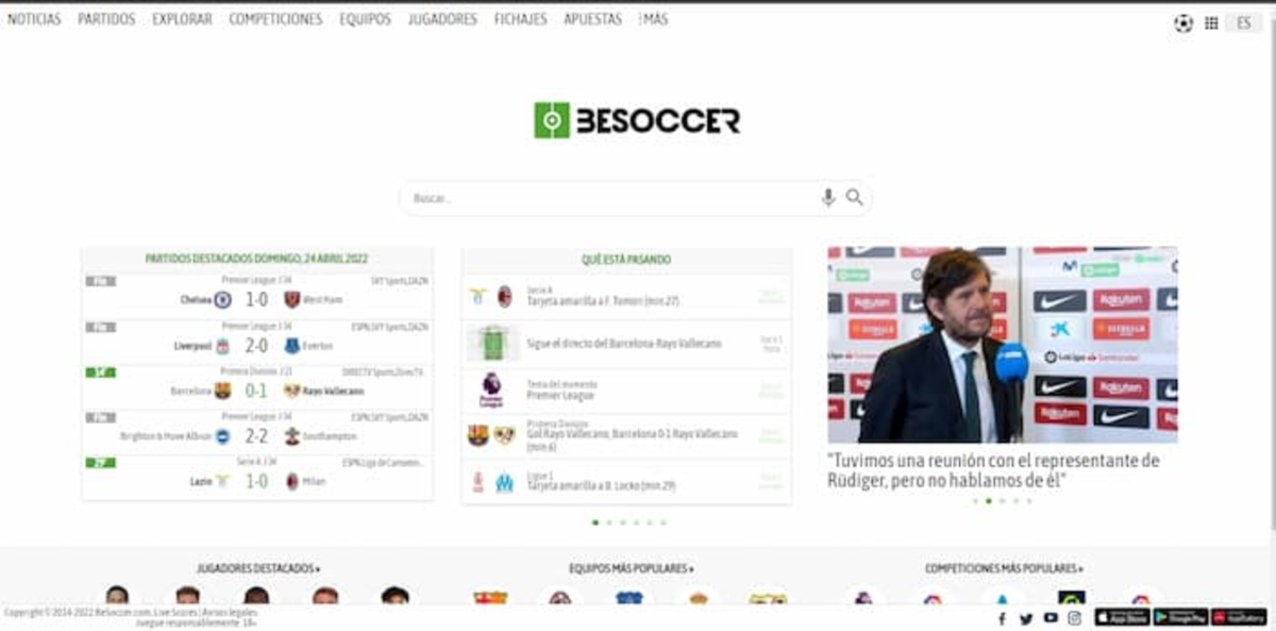 Con la web BeSoccer podrás hallar mucha información y datos interesantes de los equipos de fútbol y sus jugadores