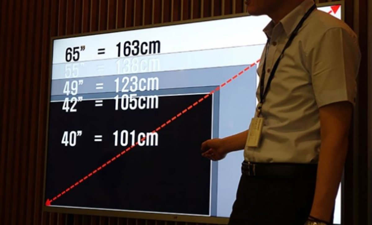 centímetros mide una televisión de 32, 43 o 55 pulgadas