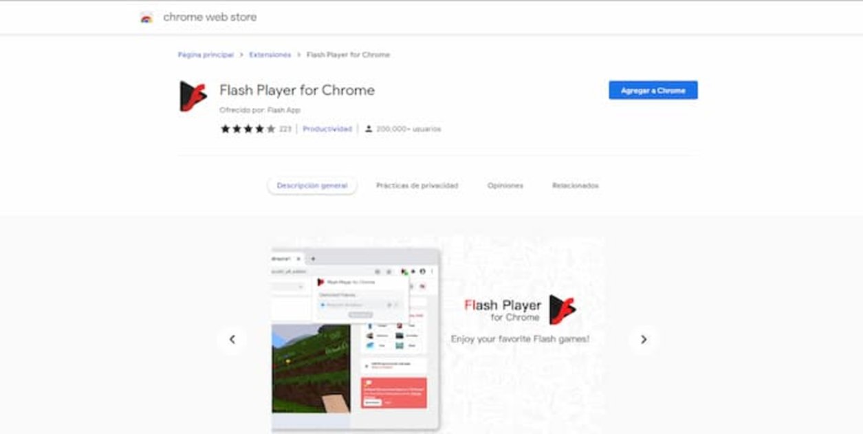 En la Chrome Web Store encontrarás la extensión Flash Player for Chrome, con la que podrás visualizar contenido en flash