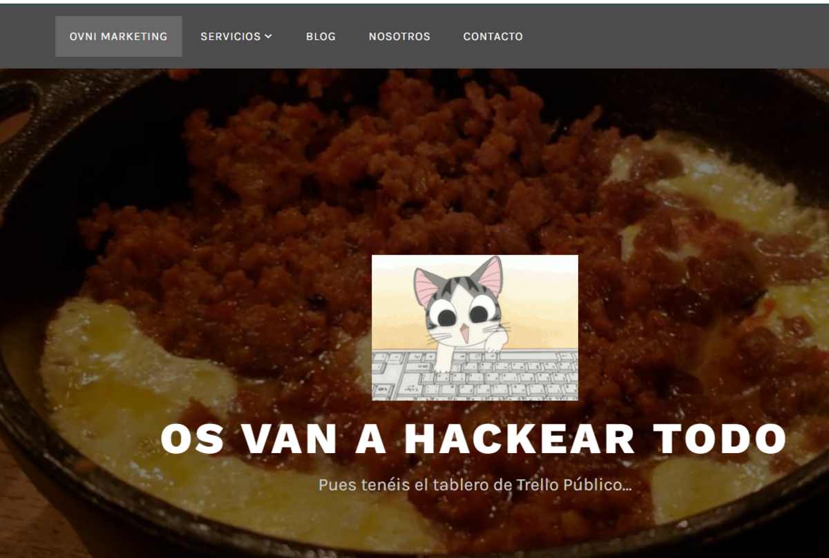 Mensaje en la home page tras hackeo de trello