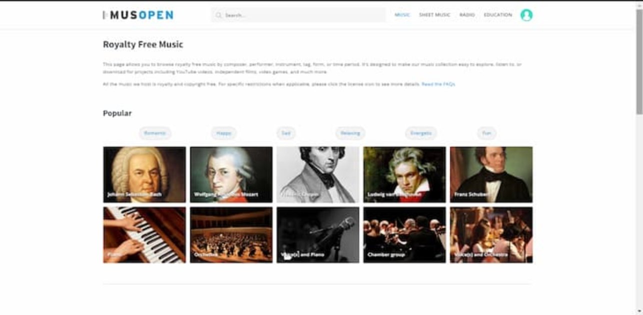 Musopen te ofrece catálogos de músicas clásicas y libres de derechos de autor