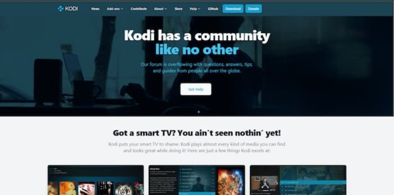 Vistazo a la página web oficial de Kodi TV