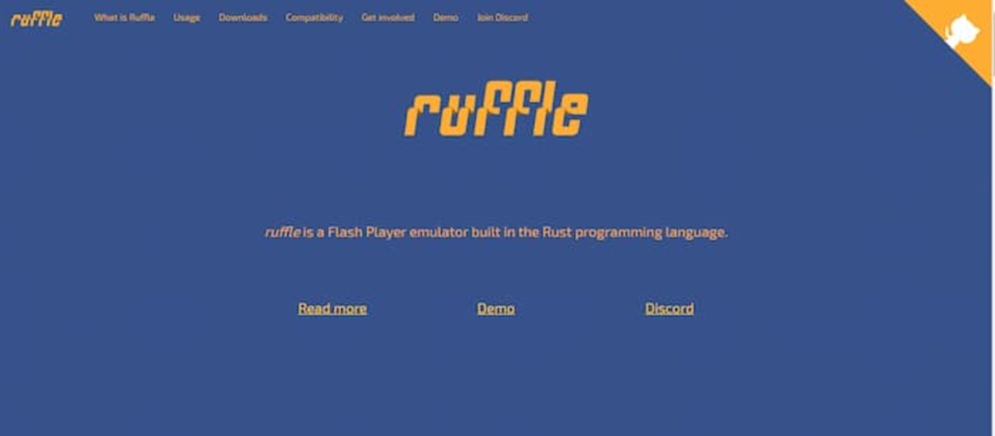 Web de Ruffle, un potente emulador de Flash Player