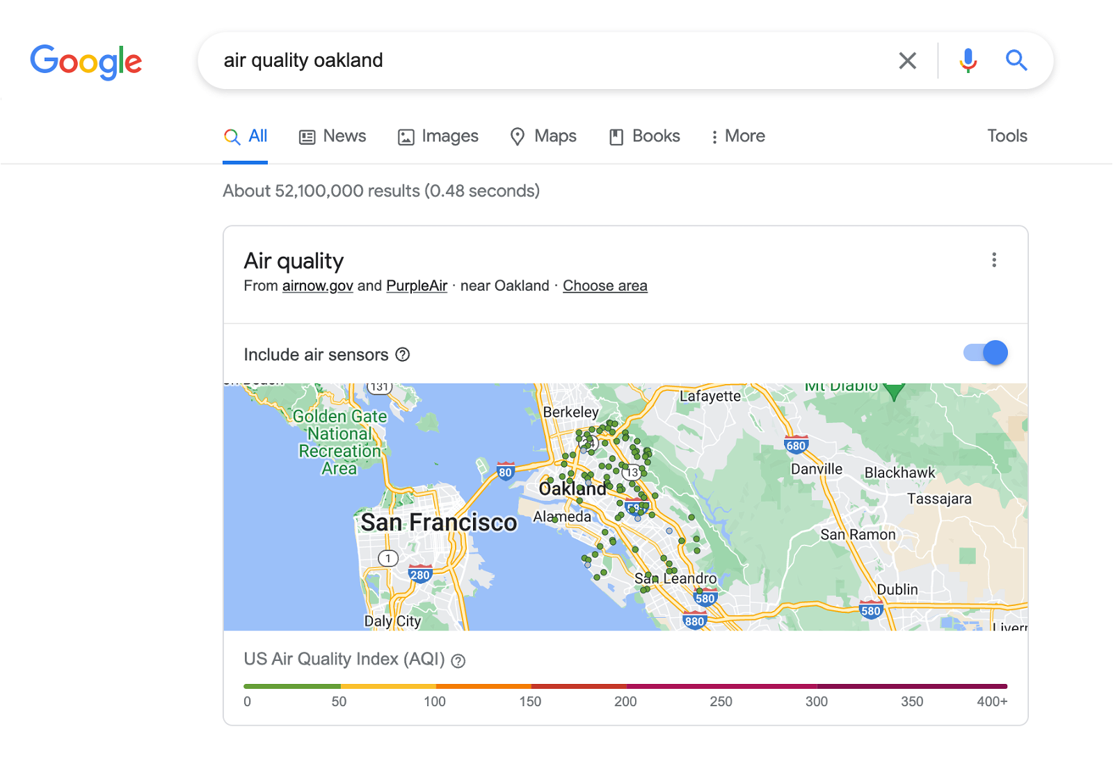 Consultar datos de calidad del aire en Google