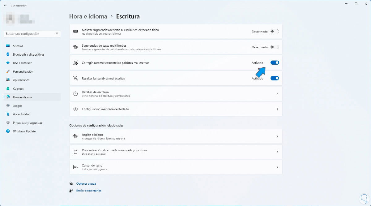 Cómo activar y desactivar el autocorrector de Windows 11