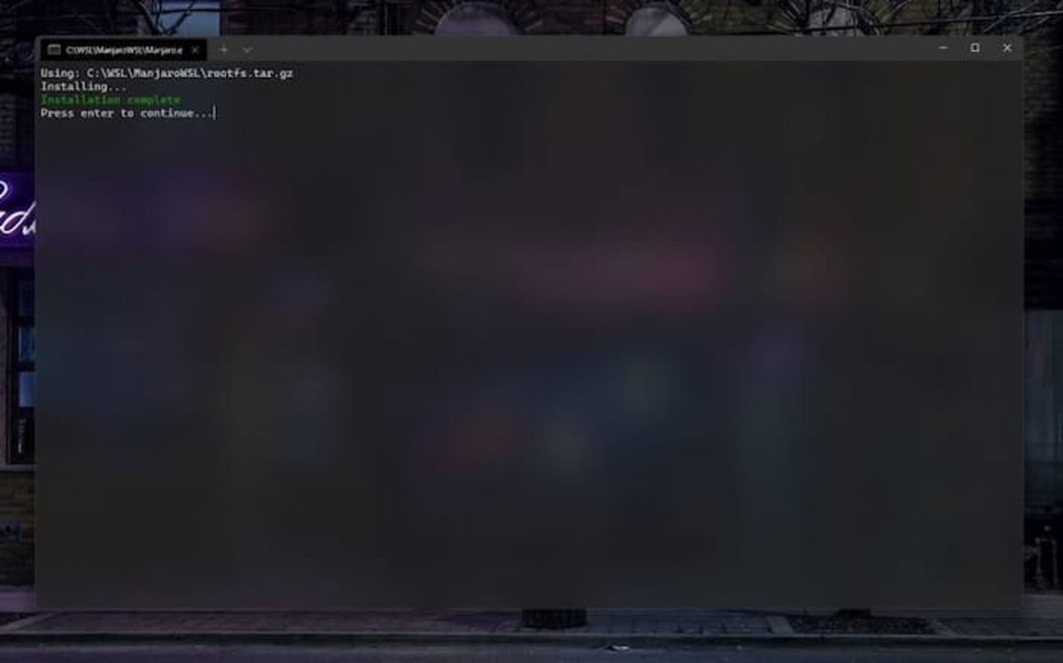 Así luce la terminal de WSL para instalar Manjaro en Windows 11