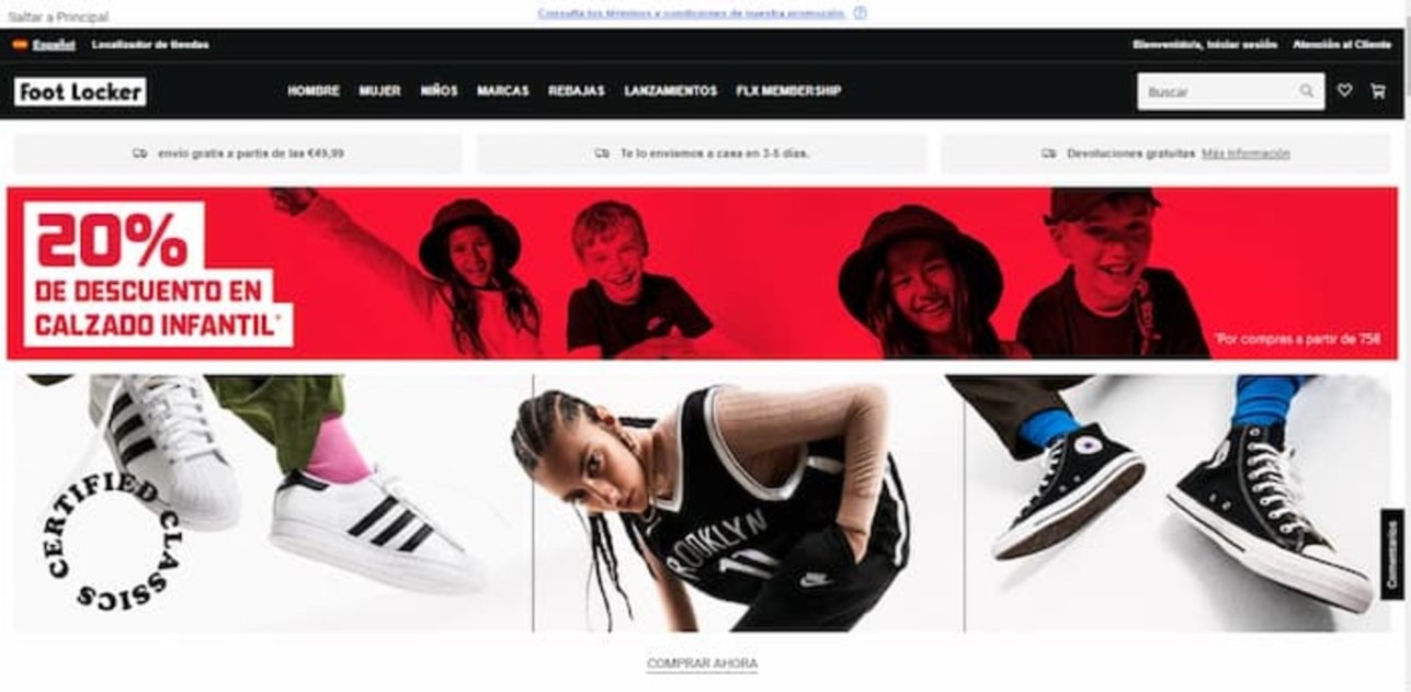 Foot Locker es una de las mejores webs para adquirir calzado con descuento
