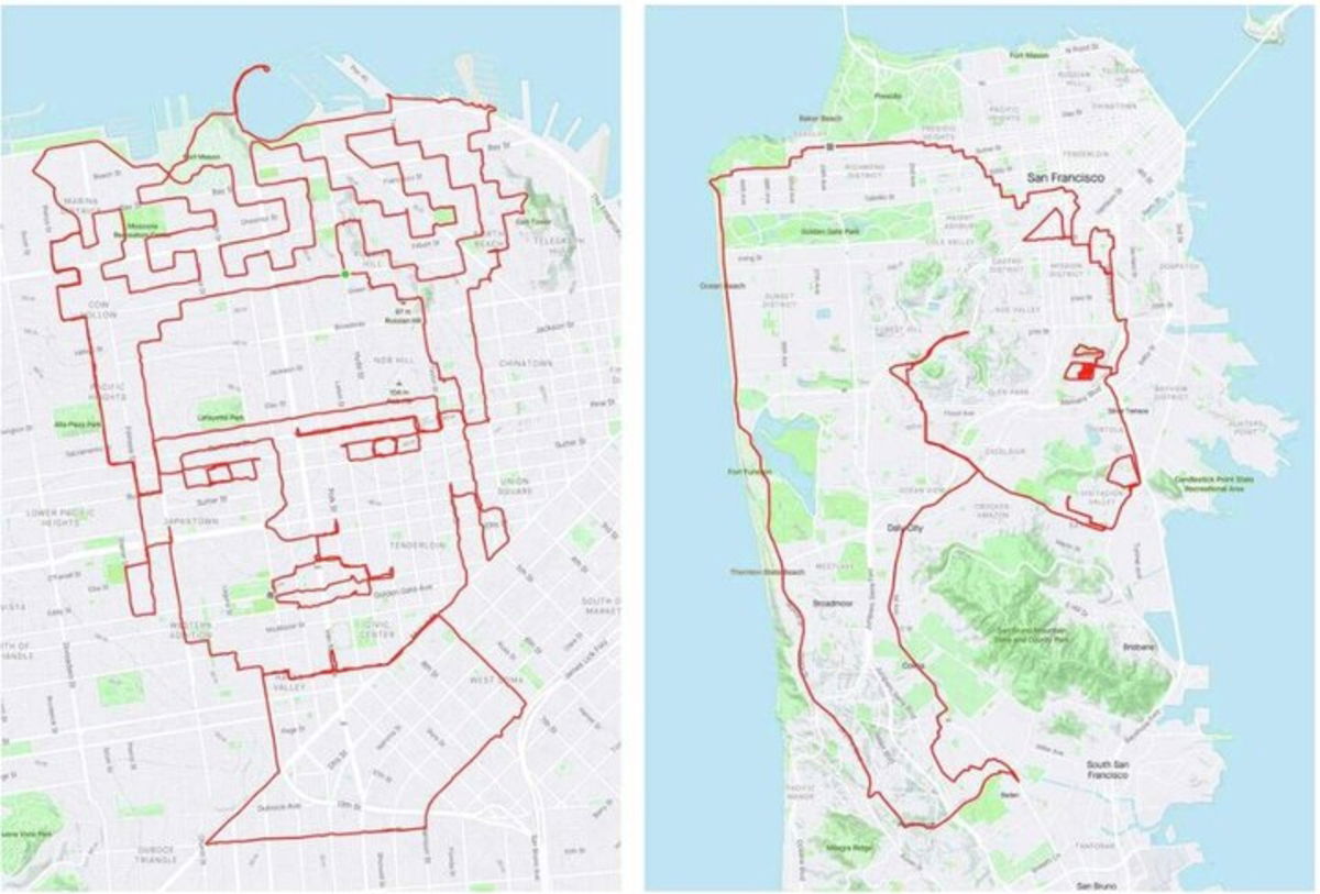 Este ciclista le ha dado un toque artísitico a sus rutas creando increíbles dibujos sobre el mapa
