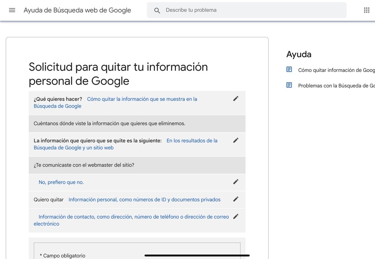Cómo borrar tu información personal de los resultados de búsqueda en Google