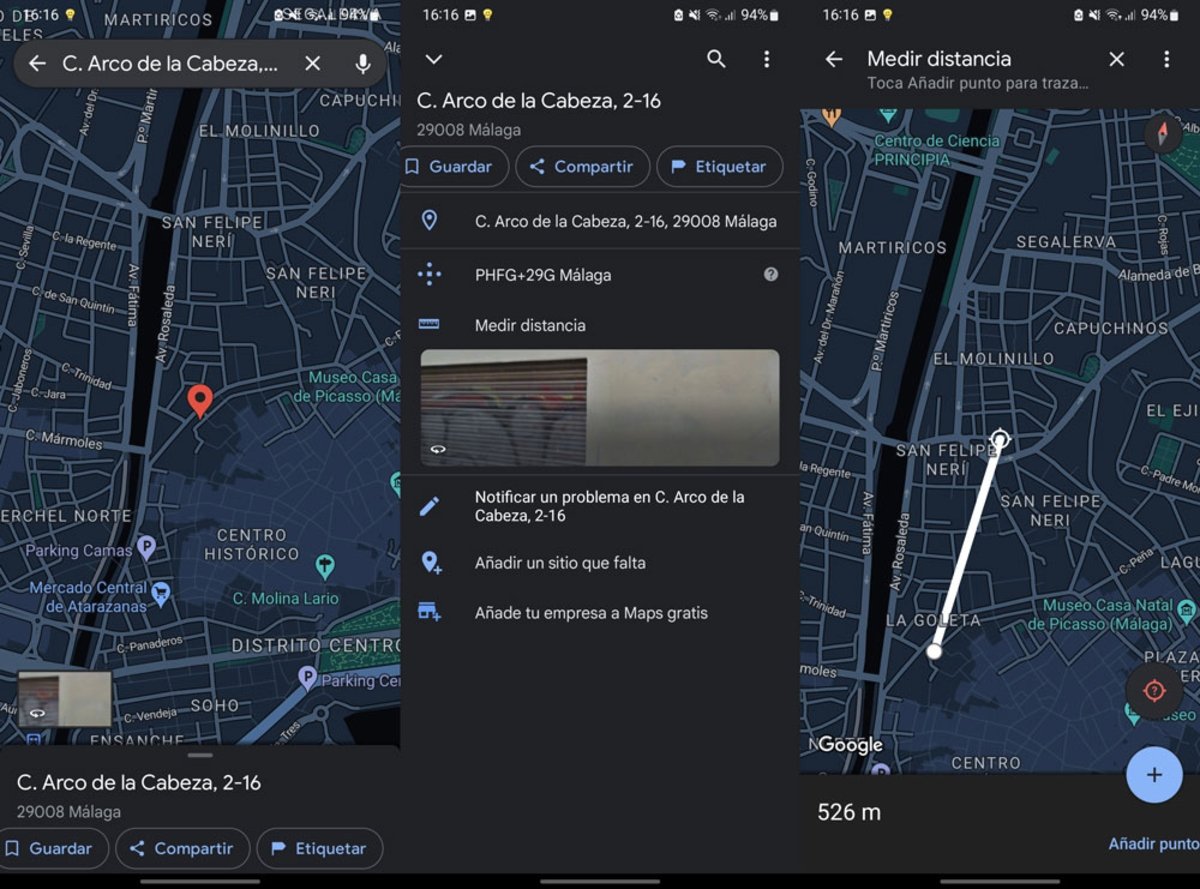 Measure distance with Google Maps
