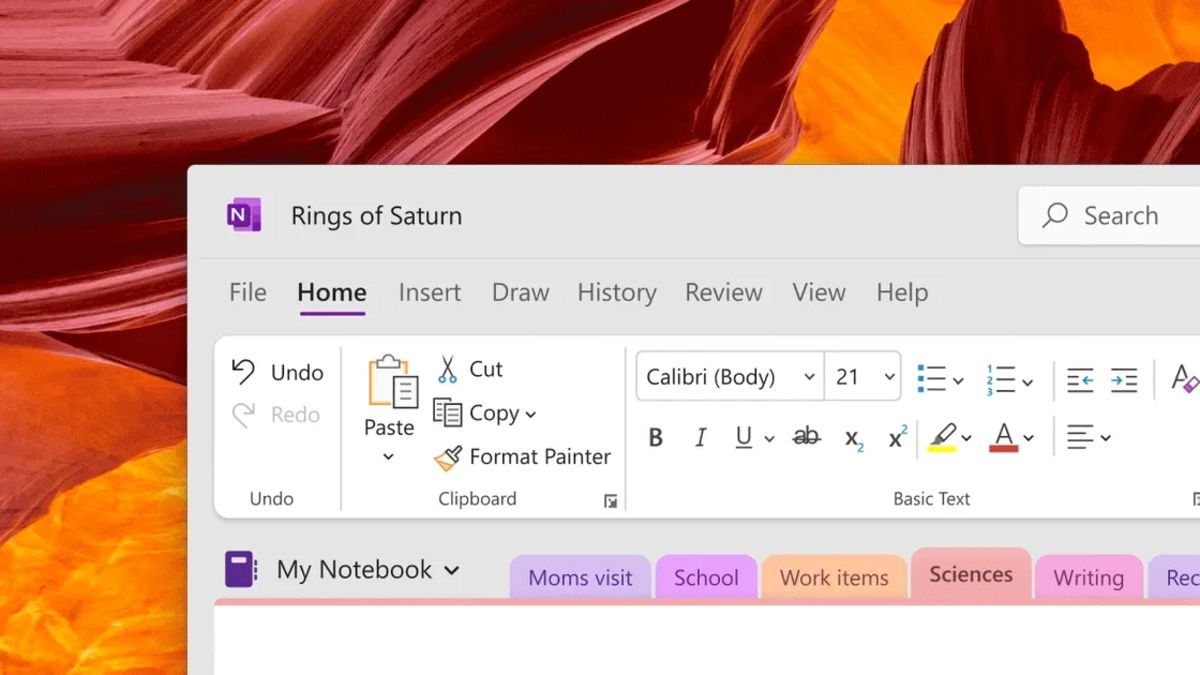 Nuevo diseño de OneNote
