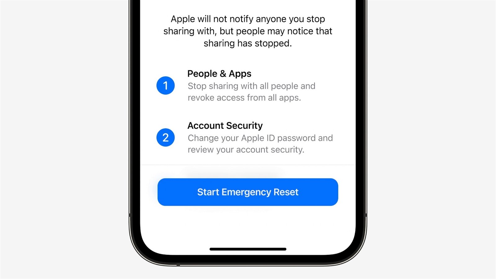 Safety Check en iOS 16
