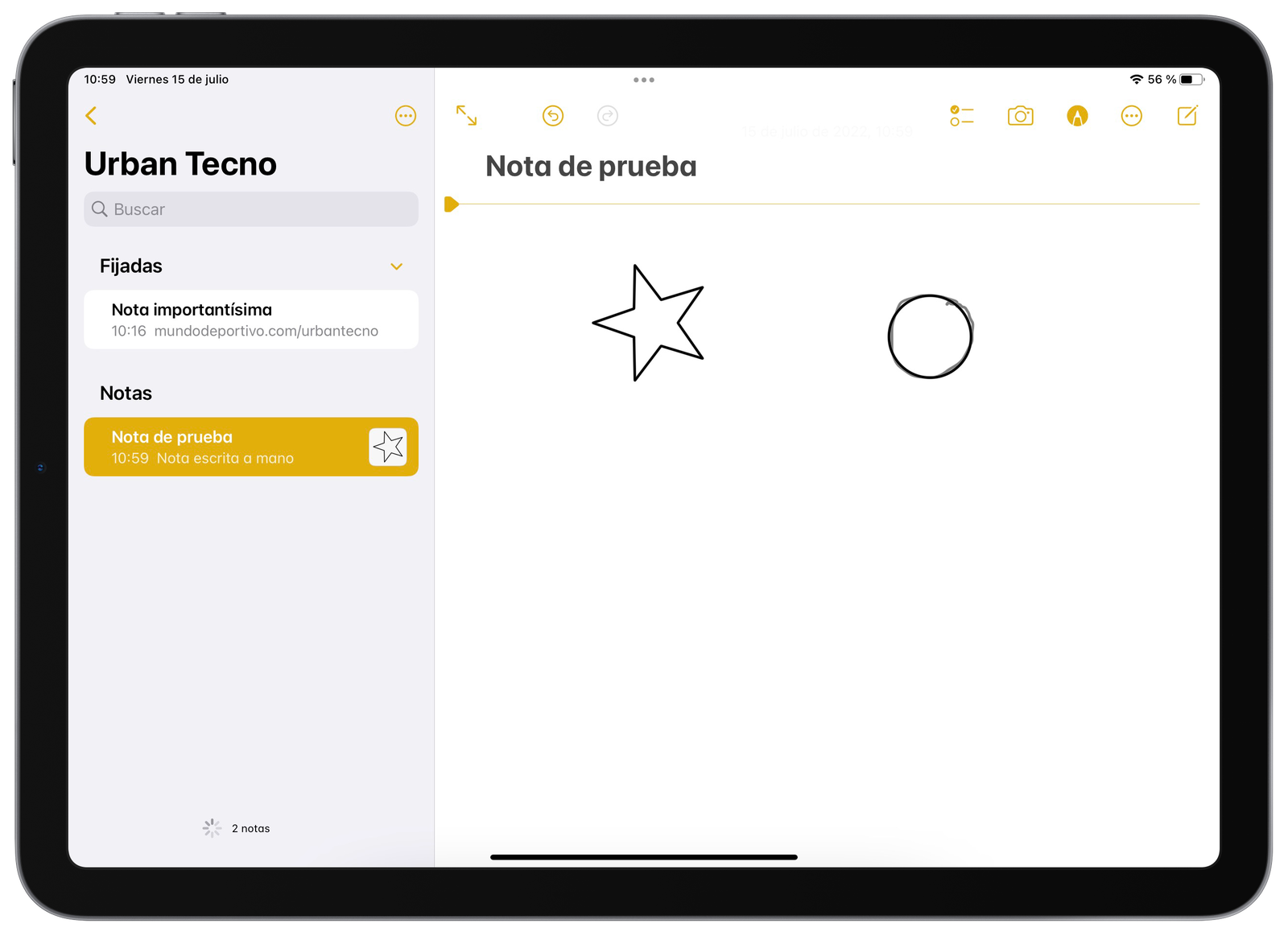 Dibujar figuras perfectas en Apple Notes