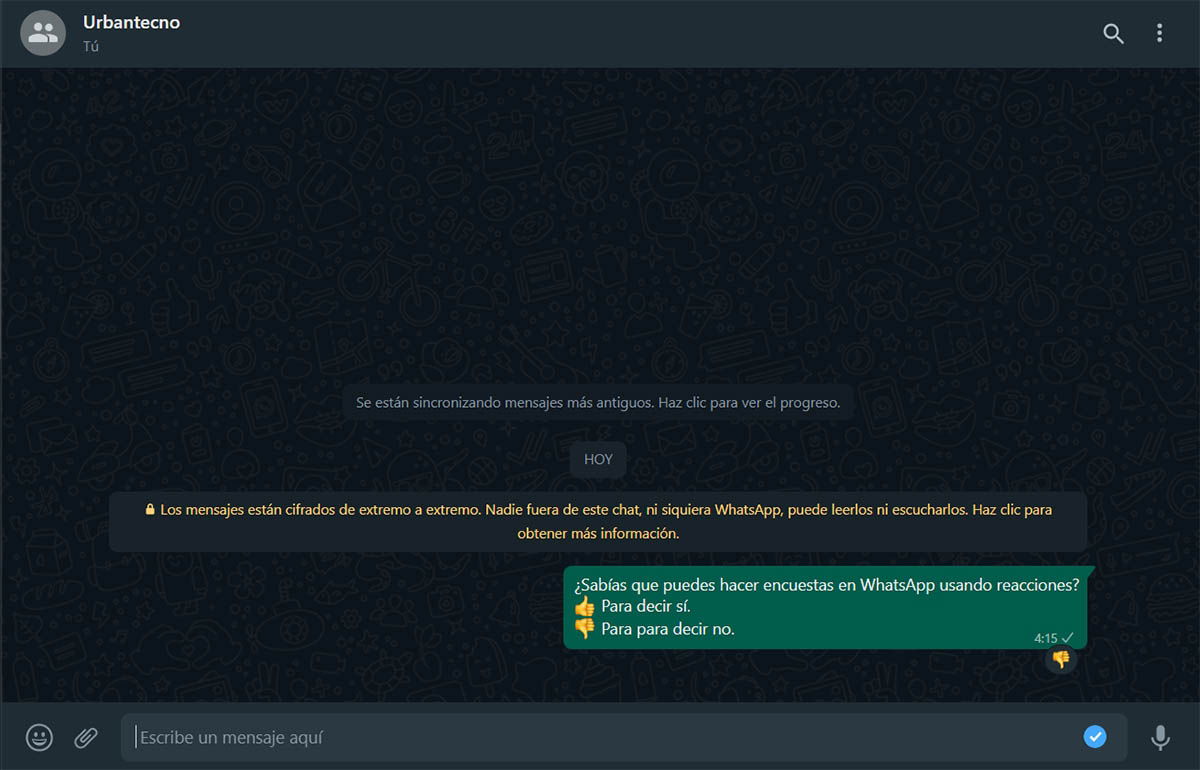 Hacer encuestas usando reacciones en WhatsApp Web