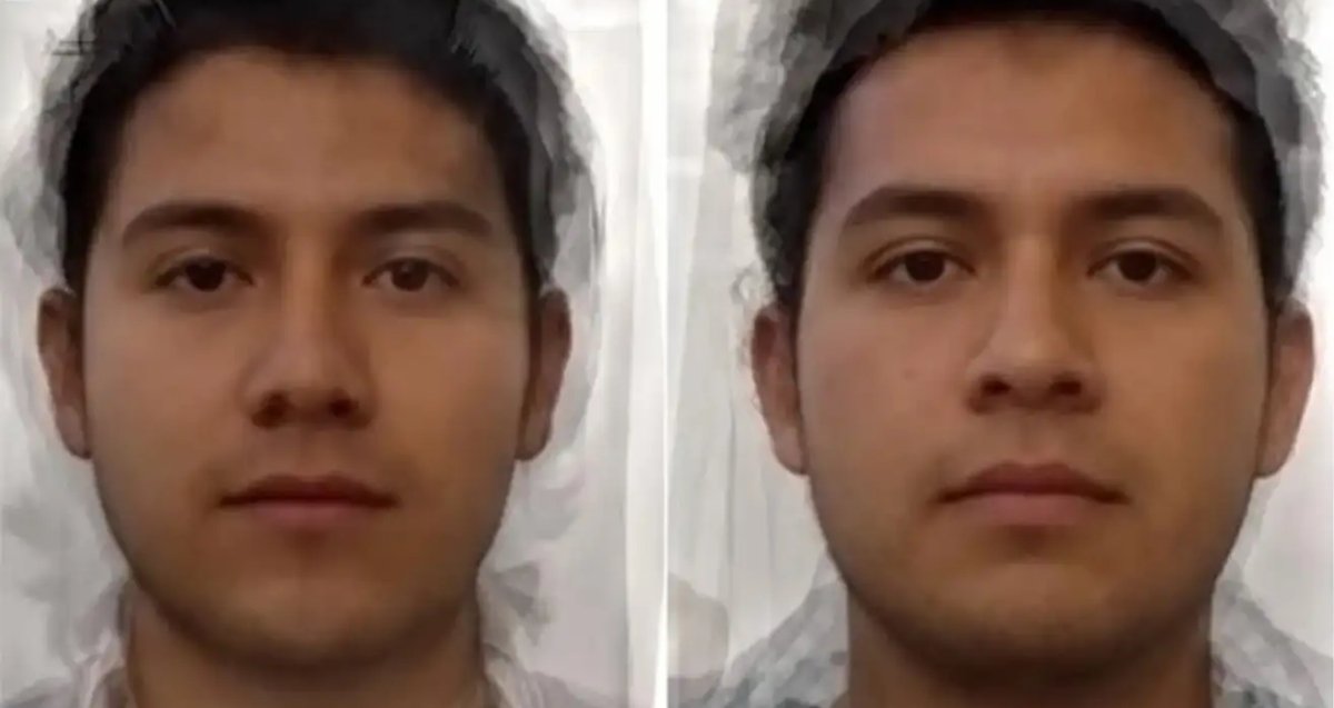 Superposición de 10 imágenes de hombres comparados antes y después de la infección con T. Gondii