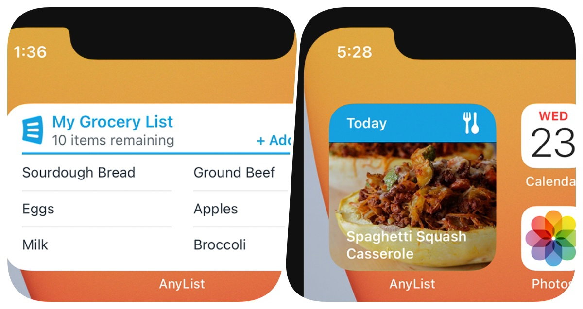 Esto son ejemplos de algunos widgets para iOS 16 en AnyList
