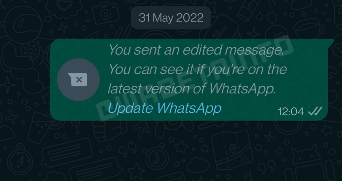 Imagen de la captura de pantalla publicada que muestra la edición de mensajes en WhatsApp