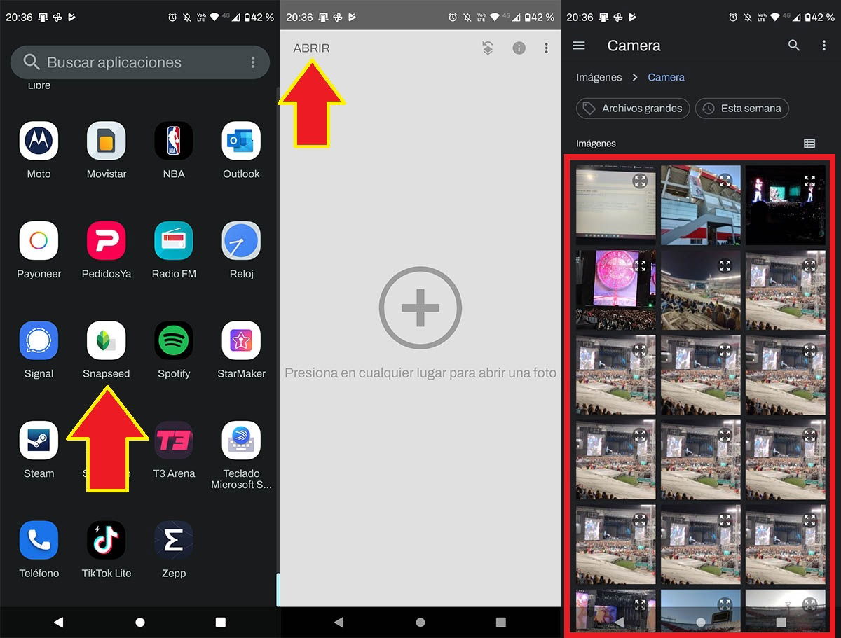 Abrir la app Snapseed en Android