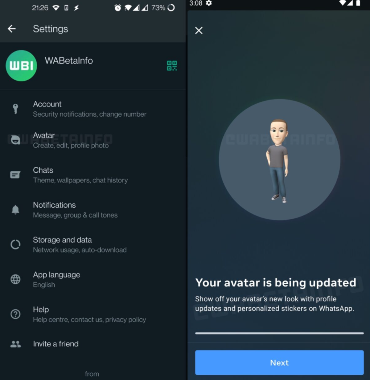 Avatar WhastApp Beta