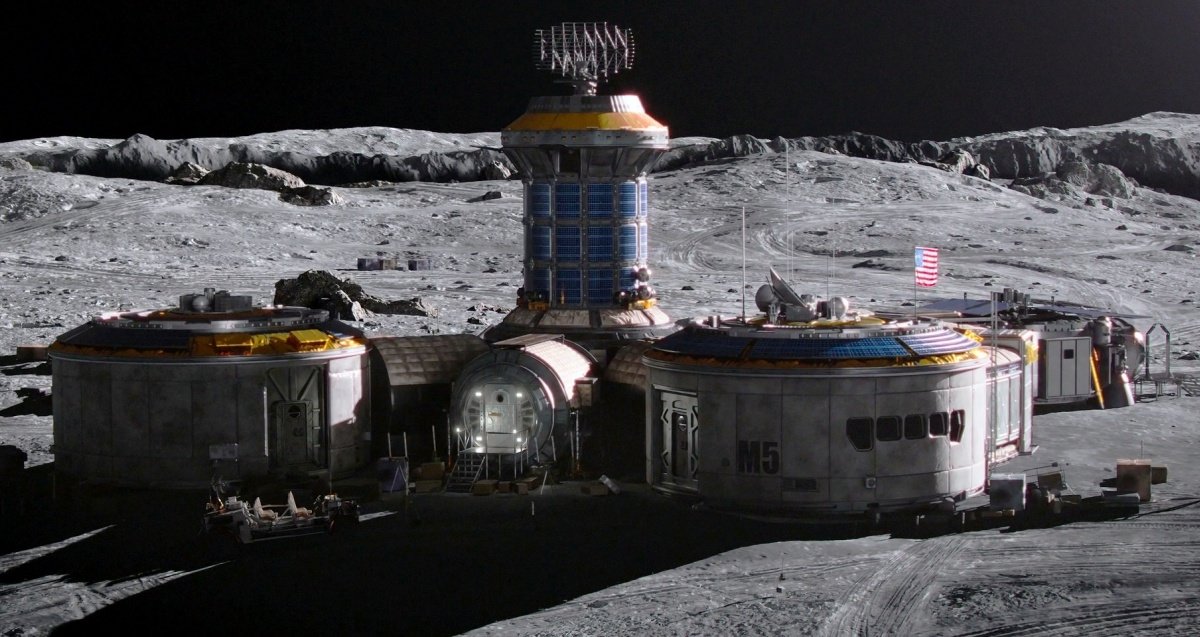 Imagen de la base Jamestown en la Luna, creada para la serie For All Mankind