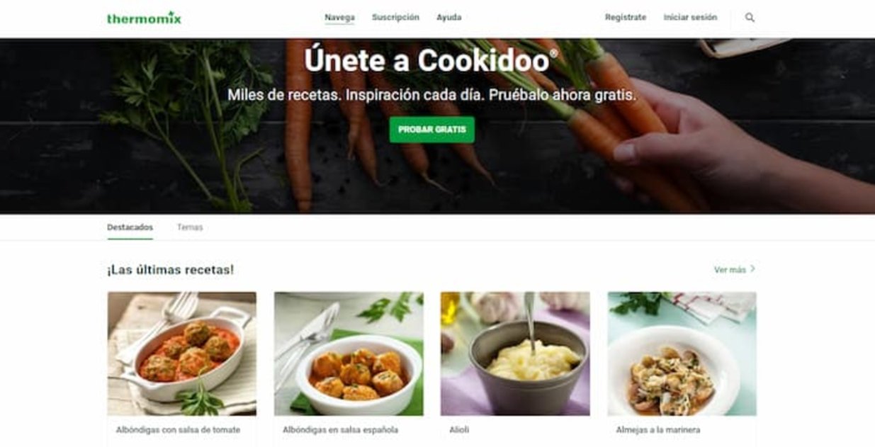 La web de Cookidoo cuenta con una atractiva interfaz que reúne todo tipo de deliciosas recetas para tu Thermomix