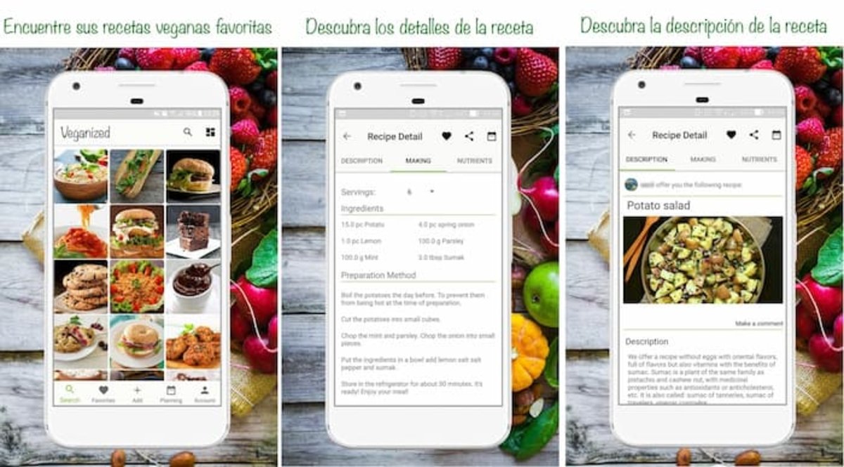 Veganized es una interesante app de recetas vegetarianas y que cuenta con una interfaz muy atractiva