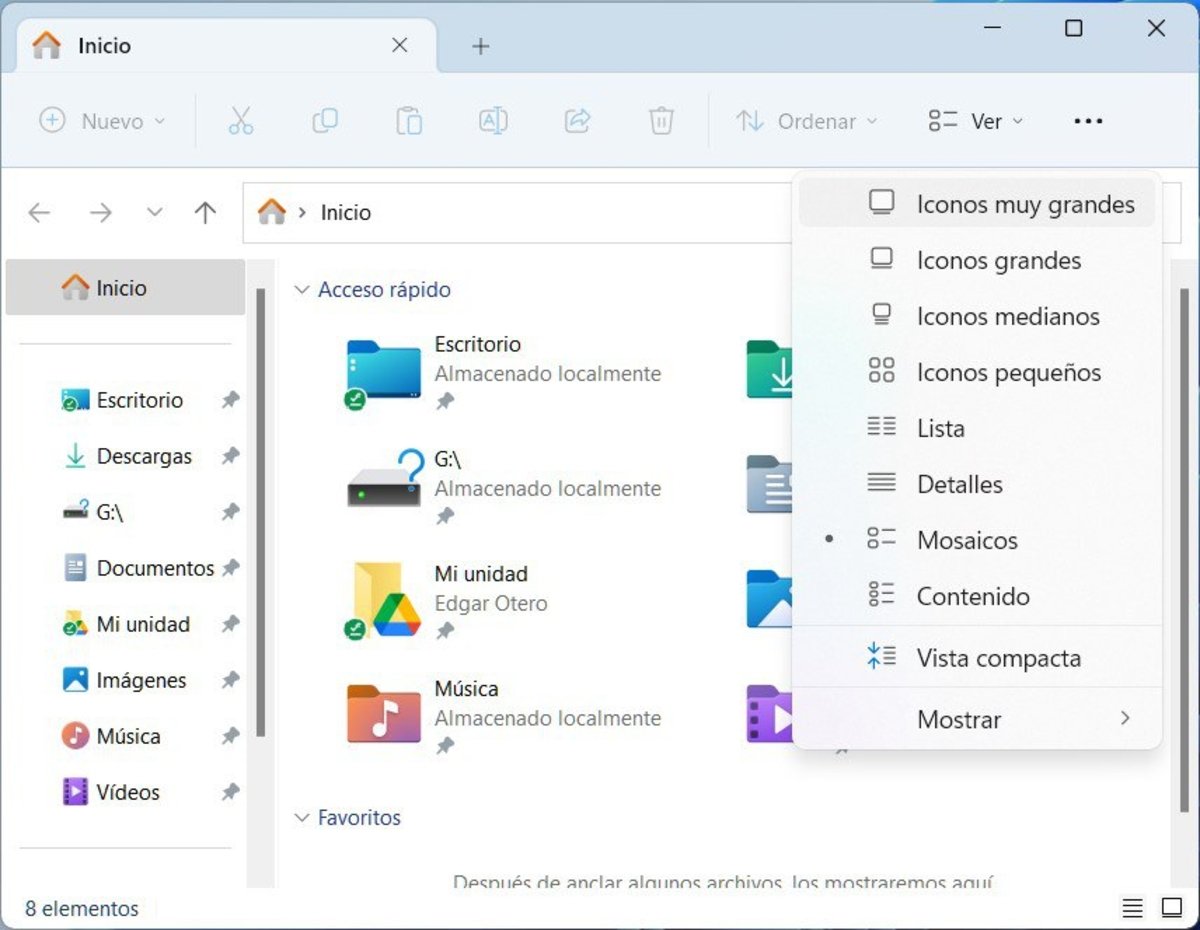 How to change the tamaño of the icons in Windows 11