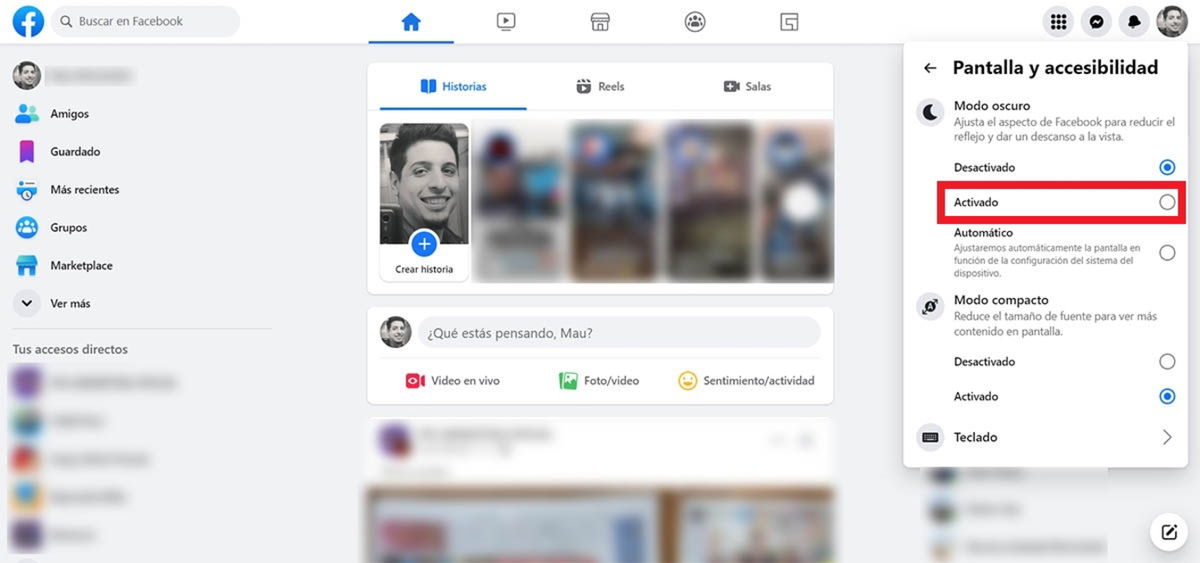 How to activate dark mode on Facebook