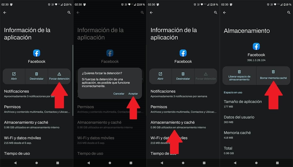 Clear the cache of the Facebook app on Android