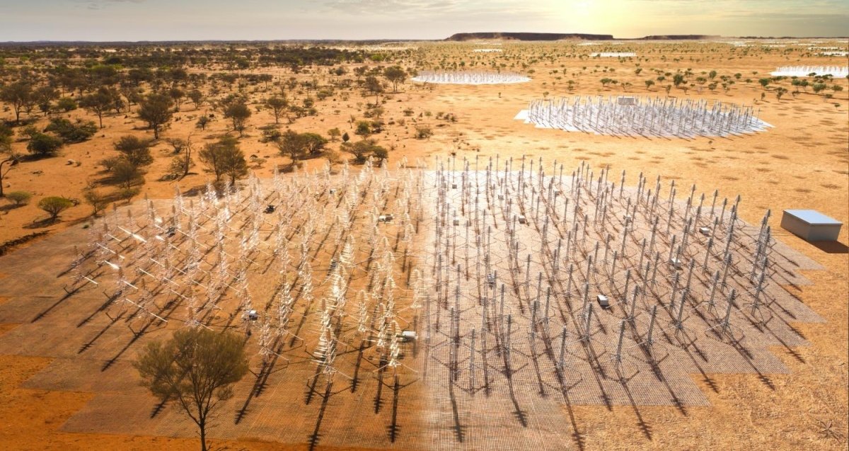 Composición artística de antenas ubicadas en Australia