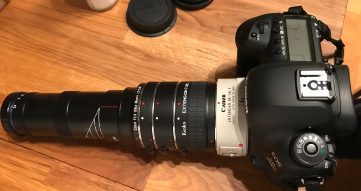 Esta es la cámara y el teleobjetivo utilizado por Markus para fotografiar el ojo