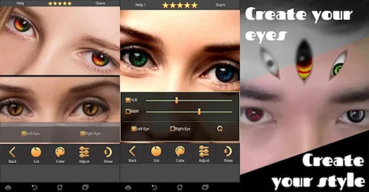 Fox Eyes - Change Color eyes usa alguna de las más de 600 opciones de estilos y colores de ojos