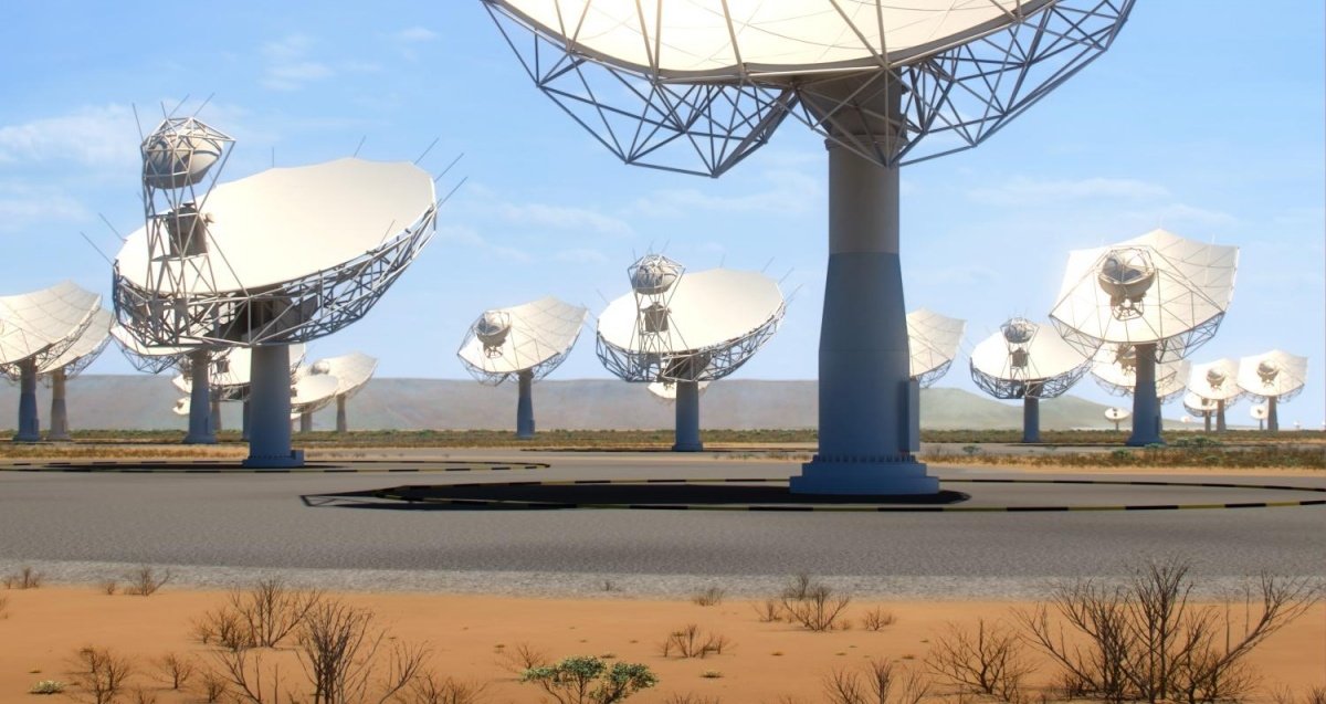 Recreación de las antenas del radiotelescopio SKA-Mid