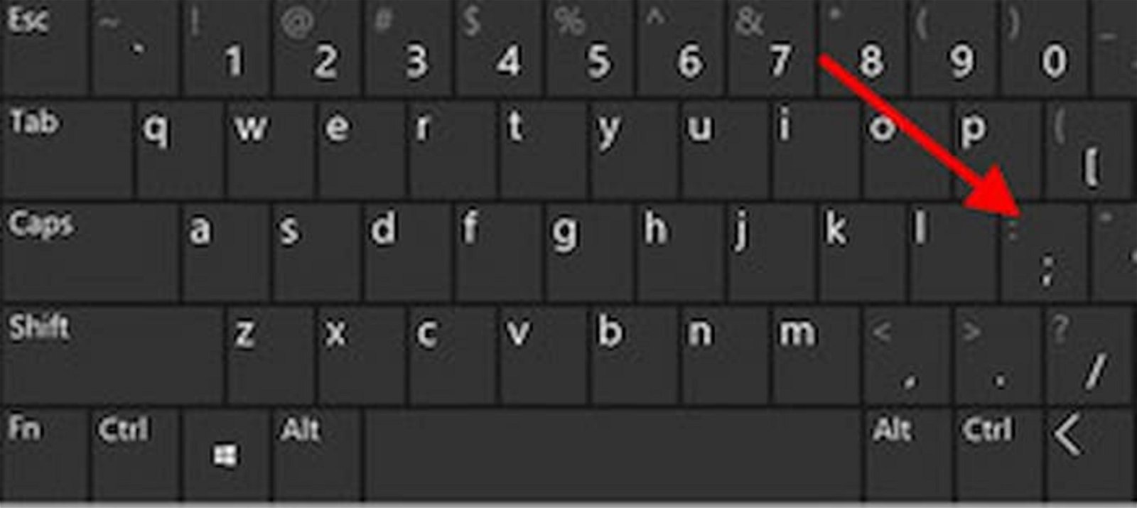 Aunque tengas un teclado con distribución QWERTY en inglés, existe una tecla equivalente para la Ñ