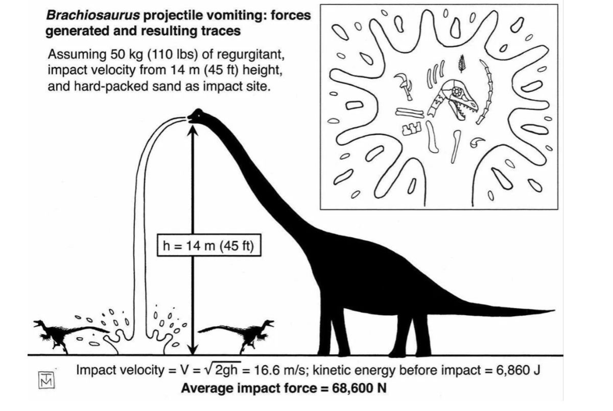 Alguien ha calculado cómo de peligroso sería el vómito de un braquiosaurio. Y sí, podría matarte