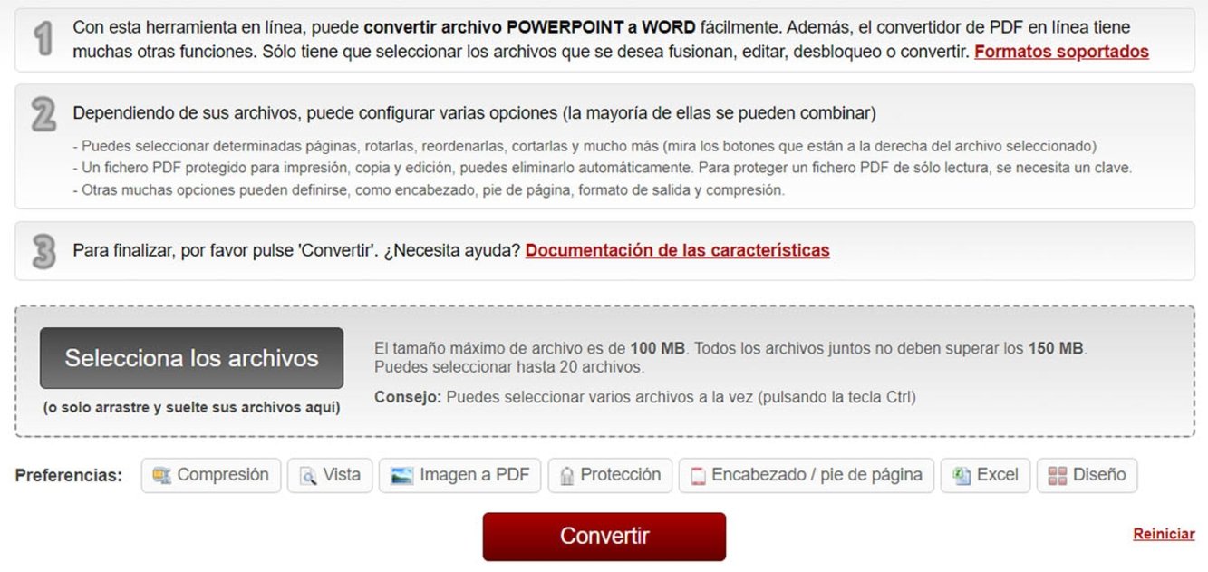 Convertir PowerPoint a Word online