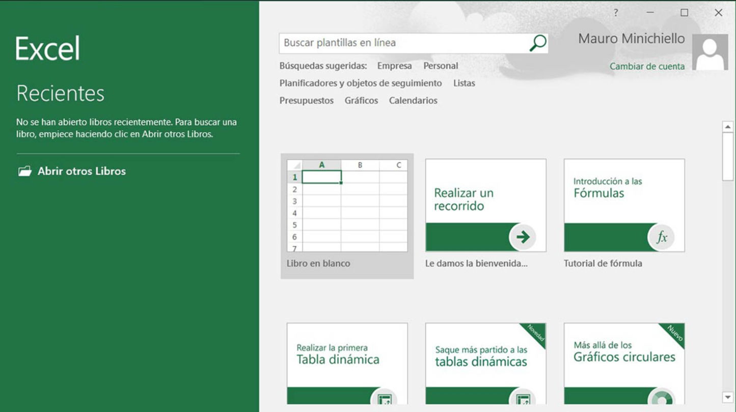 Crear una nueva planilla de cálculos en Excel