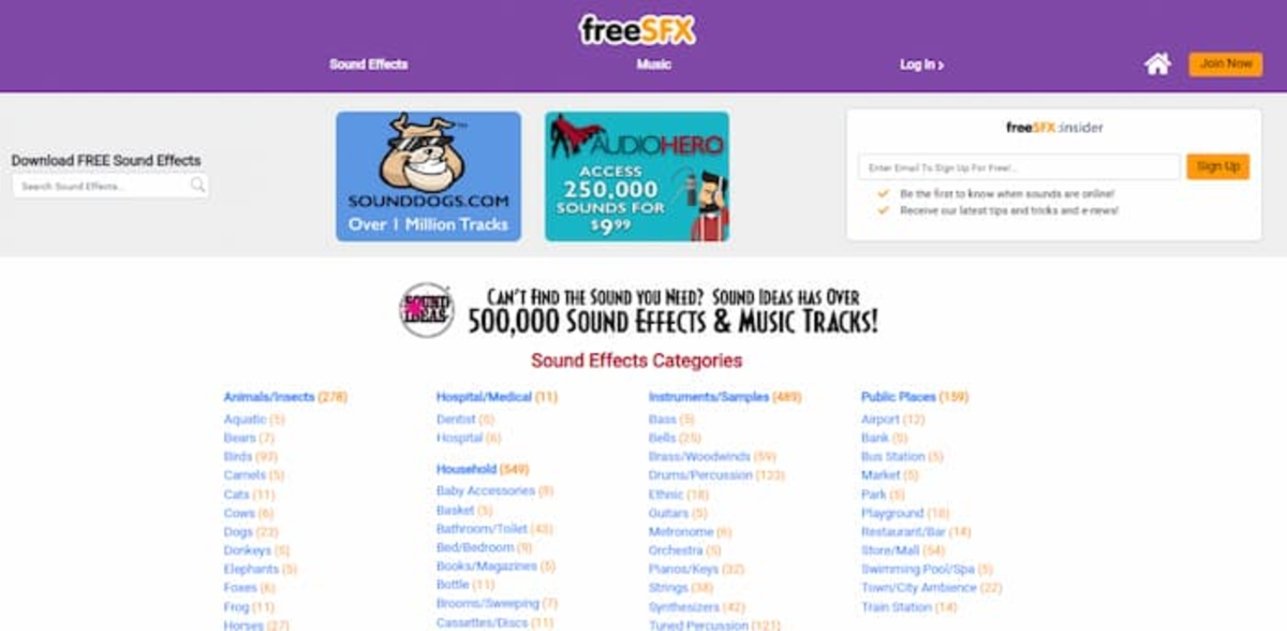 Definitivamente, la web de FreeSFX es una de las mejores y más completas de toda la lista