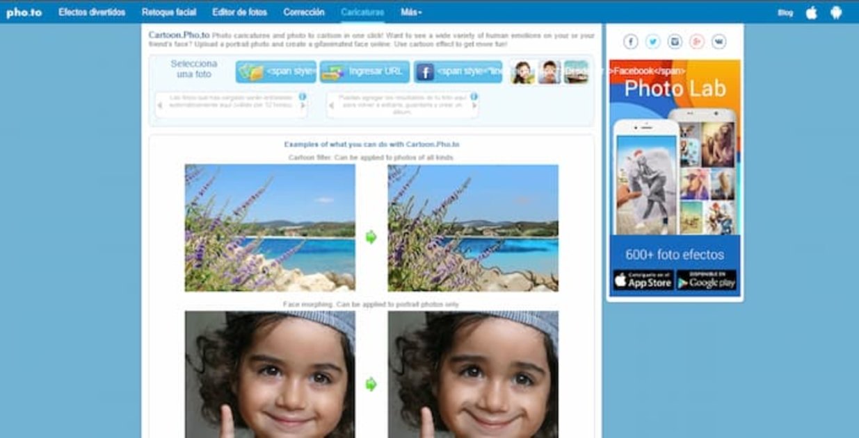 Esta web te permite editar tus rasgos faciales y aplicar efectos para convertirte en un avatar