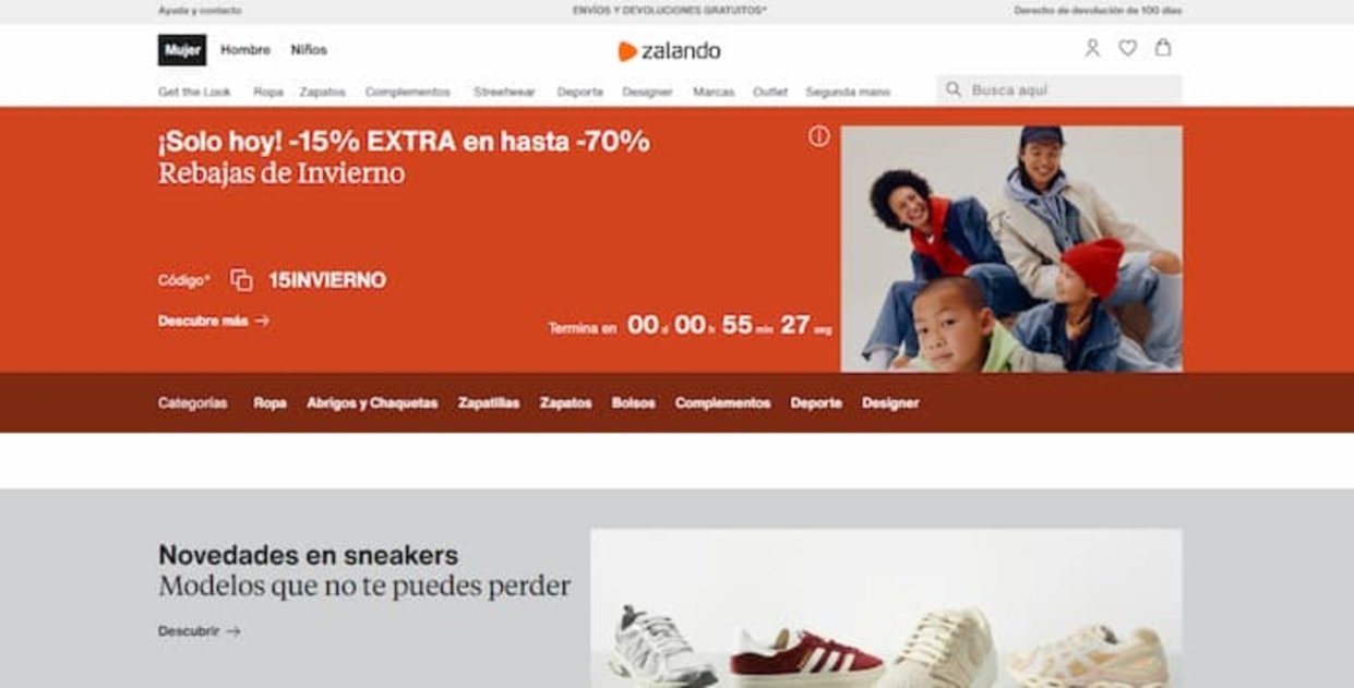 Explora un variado catálogo de ropa para niños, mujeres y hombres en la web de Zalando