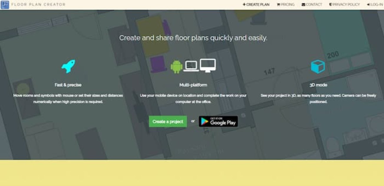 Floor Plan Creator te permite diseñar los planos desde la web o a través de su versión de app móvil