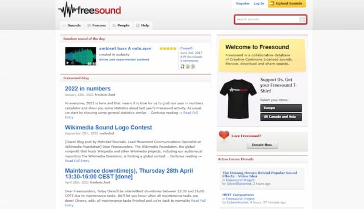 FreeSound es una de las webs más populares para hallar efectos de sonido