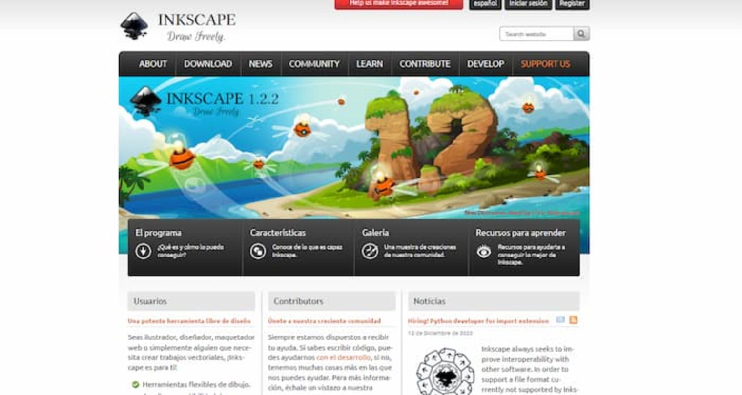 La interfaz de Inkscape es una de las más bonitas e intuitiva de toda la lista