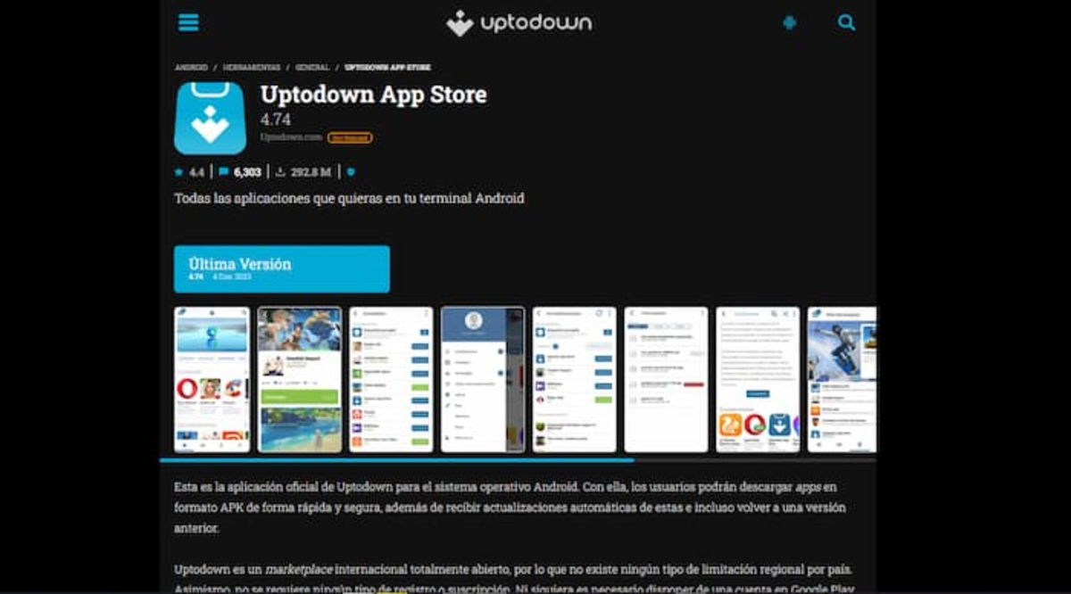 Uptodown es otra de las plataformas más completas para descargar aplicaciones y programas