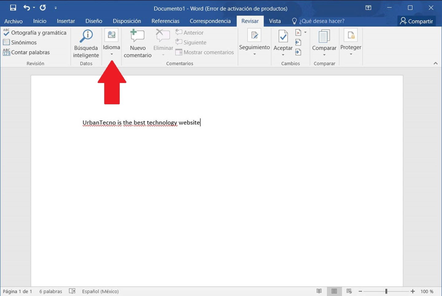 Abrir opciones de idioma en Word