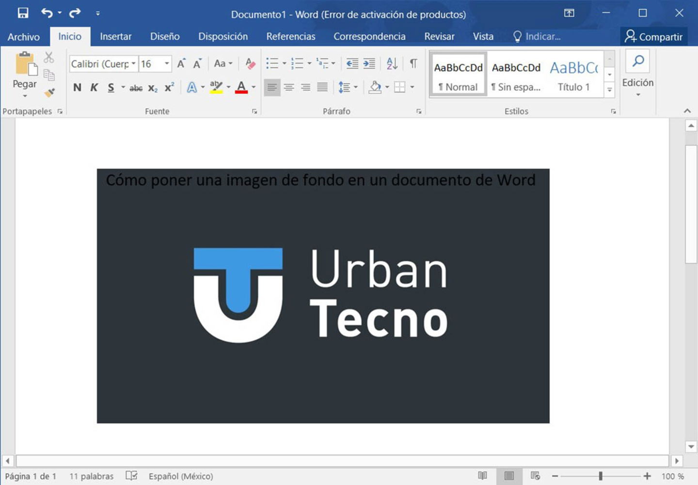 Aplicar cambios realizados en la imagen de fondo de Word