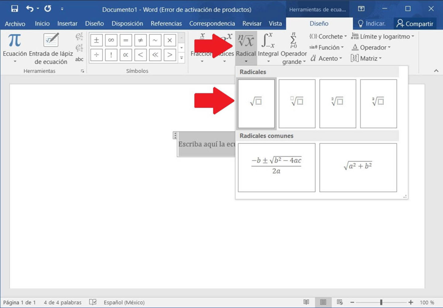 Poner Cuadrado En Word Cómo poner el símbolo de raíz cuadrada en Word