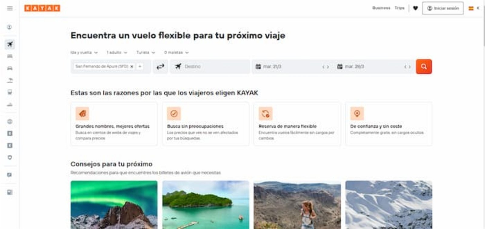 En la web de Kayak no solo podrás reservar hoteles, sino también conseguir vuelos